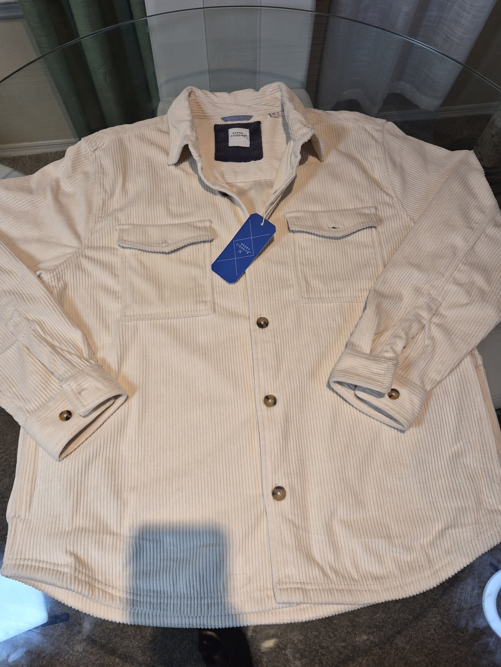 Lightweight Corduroy Shacket in Cream - Unbranded